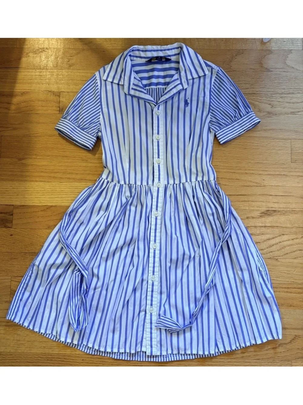 Polo Ralph Lauren- Blue/White Striped Dress w/ Pockets, Girls Size-10